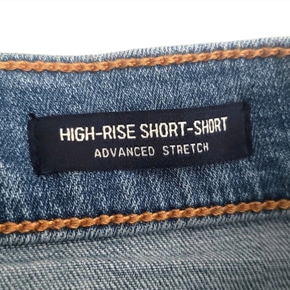 Hollister High Rise Short Short Faded Blue Jean Cut Offs Frayed Hem Size 28 - Picture 6 of 9